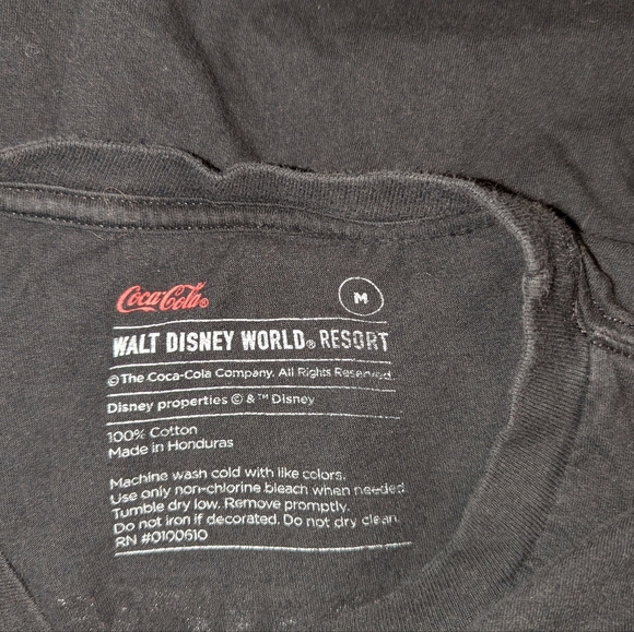 Walt Disney Coca Cola Mickey Mouse Logo Short Sleeve Crew Black Tee Shirt Top - Picture 5 of 5